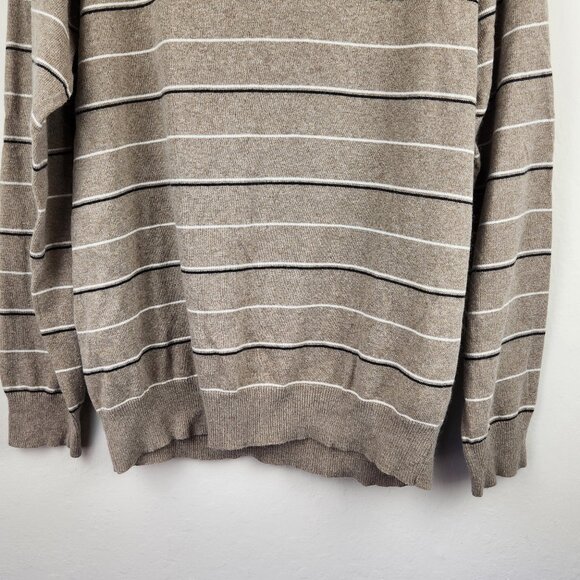 Basco VTG Cotton Cashmere Angora Blend Knit Striped Raglan Sleeve Polo Sweater M - Picture 4 of 10